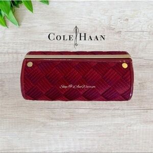 Cole Haan rare ruby satin basketweave oval clutch *shop@iamwarrior